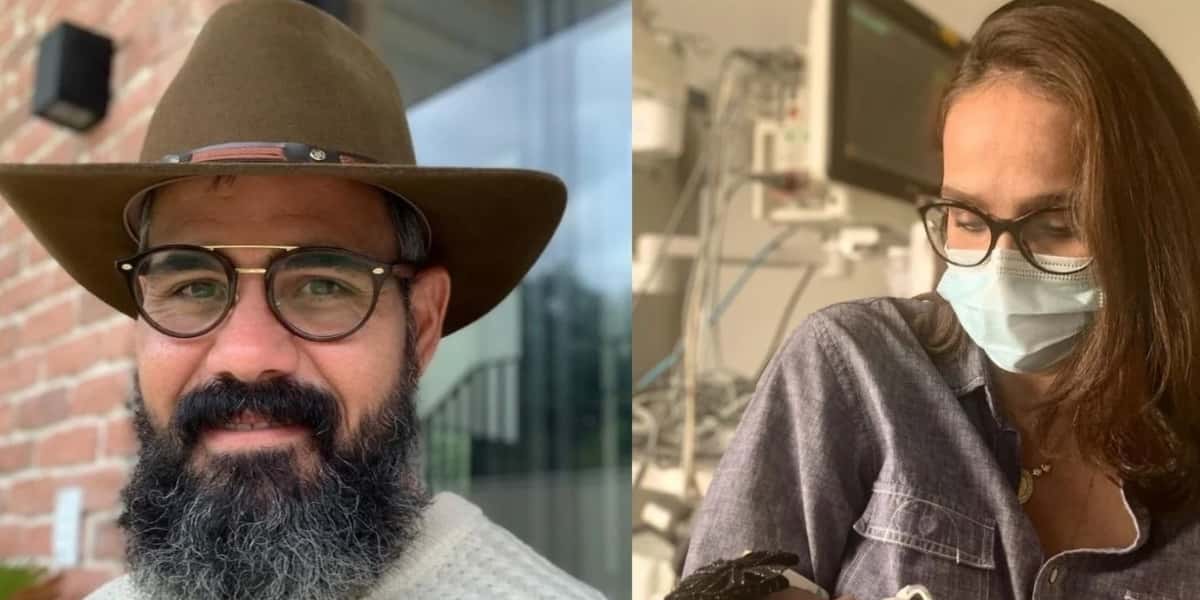 Juliano Cazarré e a esposa mostraram rosto da filha após cirurgia (Imagem: Montagem)