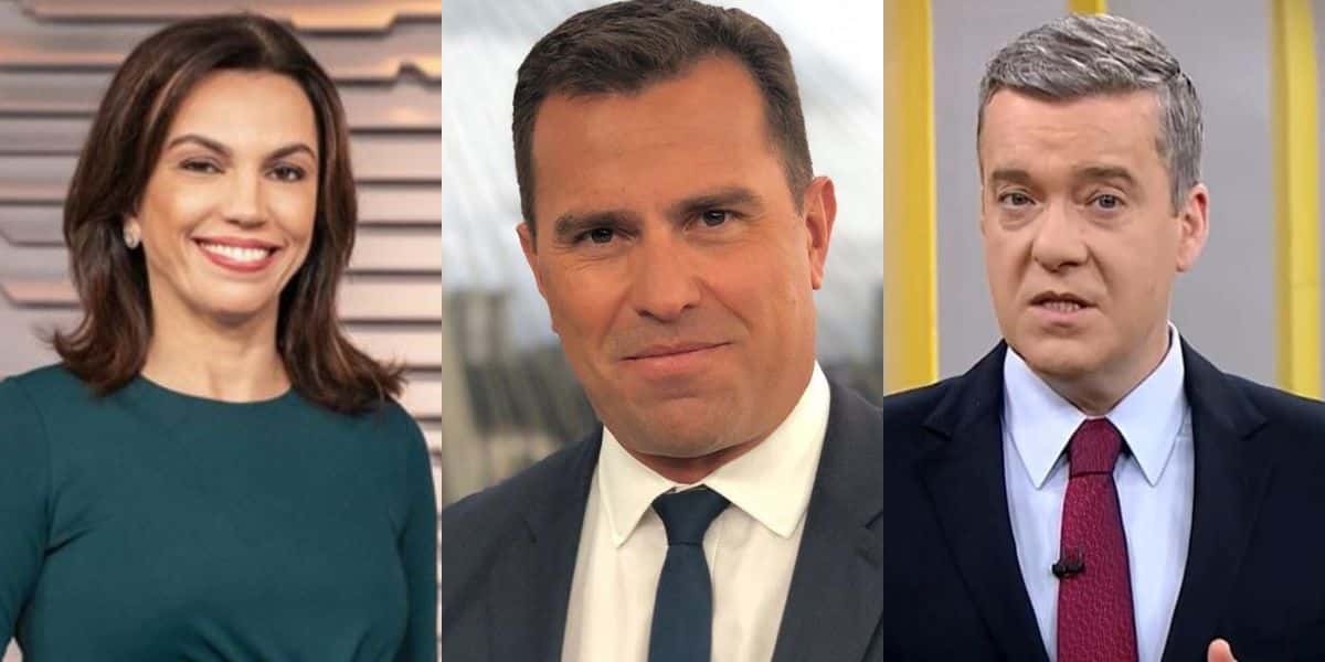 Ana Paula Araújo, Rodrigo Bocardi e Roberto Kovalick (Montagem: TV Foco)