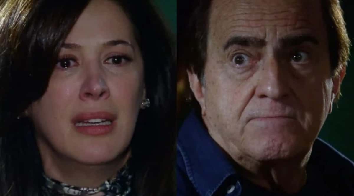 Donatela (Claudia Raia) teve um bebê sequestrado em A Favorita e Silveirinha (Ary Fontoura) guarda a chave do mistério (Foto: Reprodução / Globo)