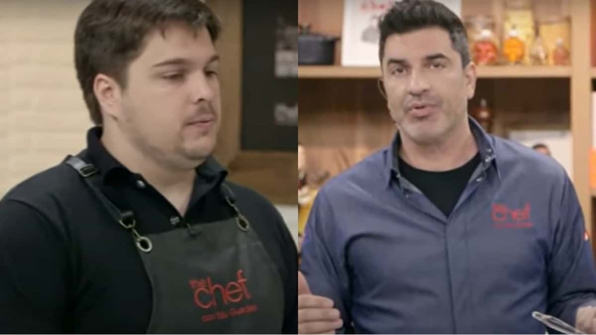 Lucas Salles e Edu Guedes não se davam bem no The Chef (Reprodução/ Band)
