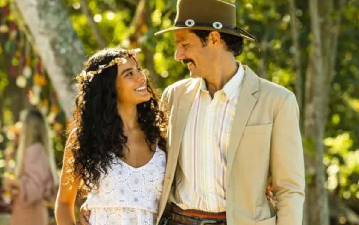 Tibério (Guito) vai querer anular casamento com Muda (Bella Campos) em Pantanal (Foto: Reprodução / Globo)