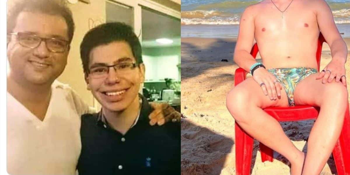 Xingado como feio antes, filho de Geraldo Luís cresceu, se tornou um homem lindo e agora exibe corpão só de sunga (Foto: Reprodução)