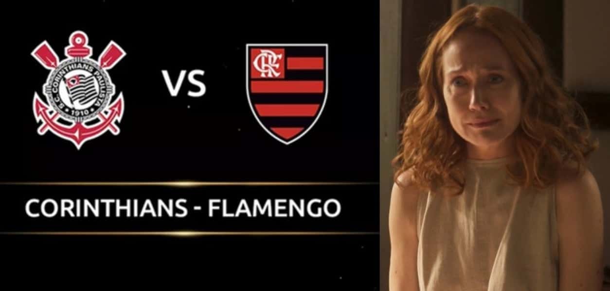 O SBT assustou a Globo com o clássico entre Corinthians e Flamengo pela Libertadores nesta terça-feira (02) e derrubou o ibope de Pantanal, onde Irma (Camila Morgado) descobriu que está grávida (Foto: Reprodução / Globo)