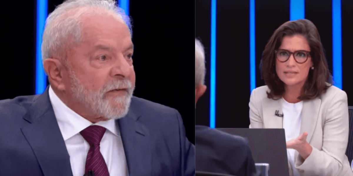 Renata Vasconcellos entrevista Lula no JN (Foto: Reprodução)