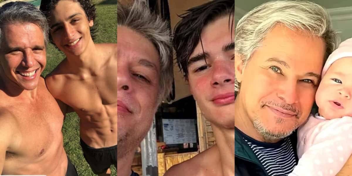 Márcio Garcia, Edson Celulari, Fábio Assunção e os filhos - Foto: Reprodução