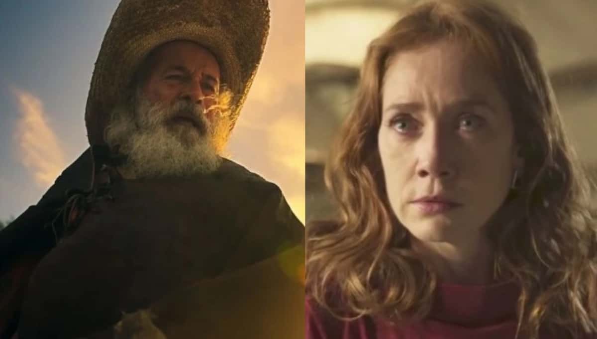 Pantanal - Irma (Camila Morgado) fica em choque ao ver o Velho do Rio (Osmar Prado) pela primeira vez na novela das nove da Globo (Foto: Reprodução / Globo)