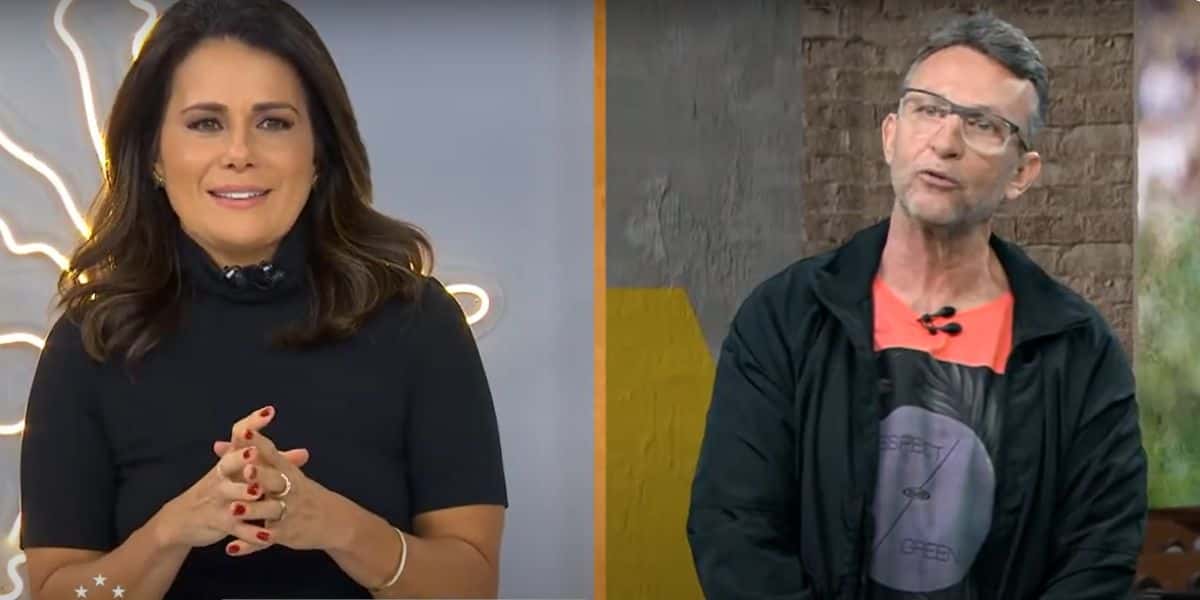 Adriana Araújo e Neto durante o "Os Donos da Bola" desta terça-feira (19) (Reprodução Youtube)