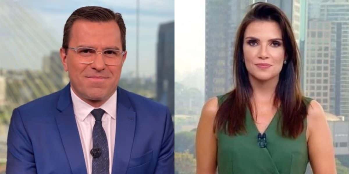 Sabina Simonato anda até Rodrigo Bocardi, o abraça ao vivo e declara: "A gente se gosta, é de verdade" - Reprodução