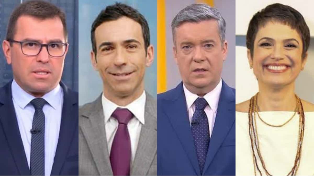 Rodrigo Bocardi, César Tralli, Roberto Kovalick e Sandra Annenberg, da Globo (Reprodução)