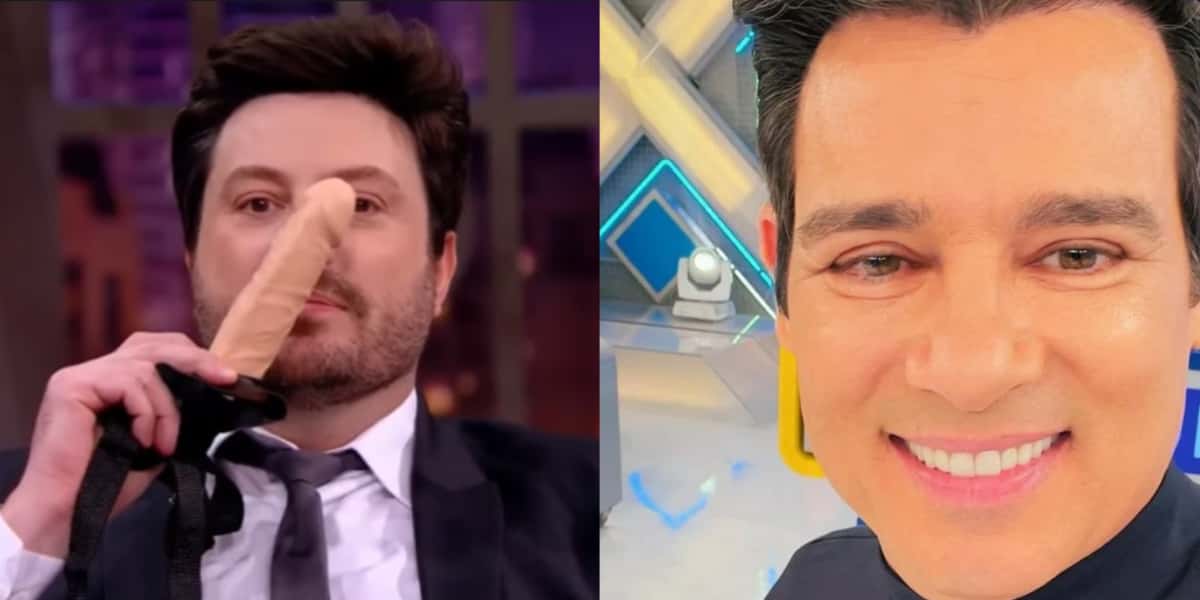Danilo Gentili escandaliza, cheira pênis de borracha no SBT - Foto: Reprodução