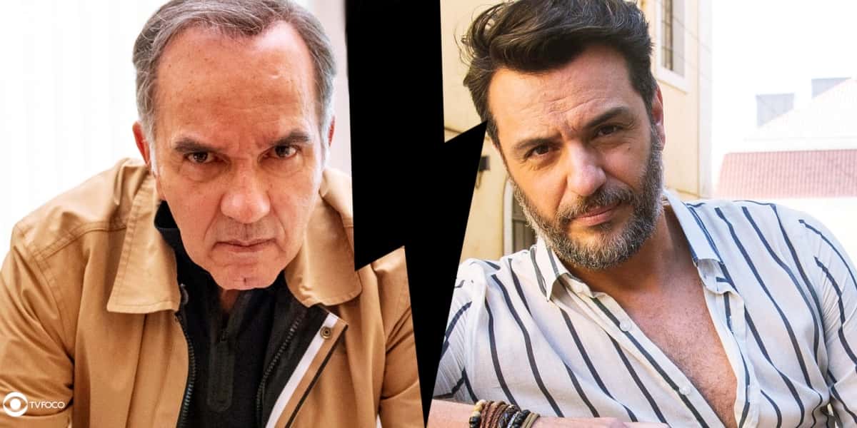 Guerra briga com Moretti em Travessia (Foto: Ellen Soares /Adriano Fagundes/Globo/Colagem/Thais Teles)