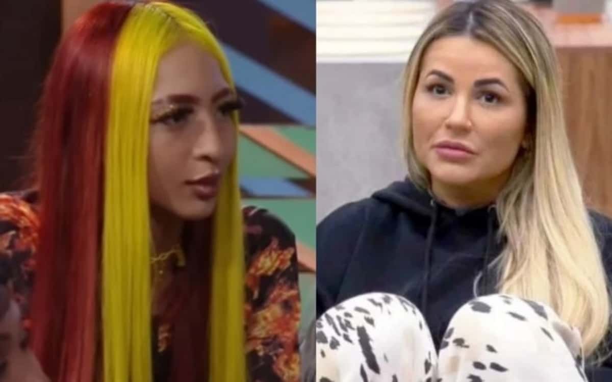 Ruivinha de Marte e Deolane Bezerra; cantora se irritou ao ser citada pela advogada em A Fazenda 14 (Foto: Reprodução / PlayPlus)