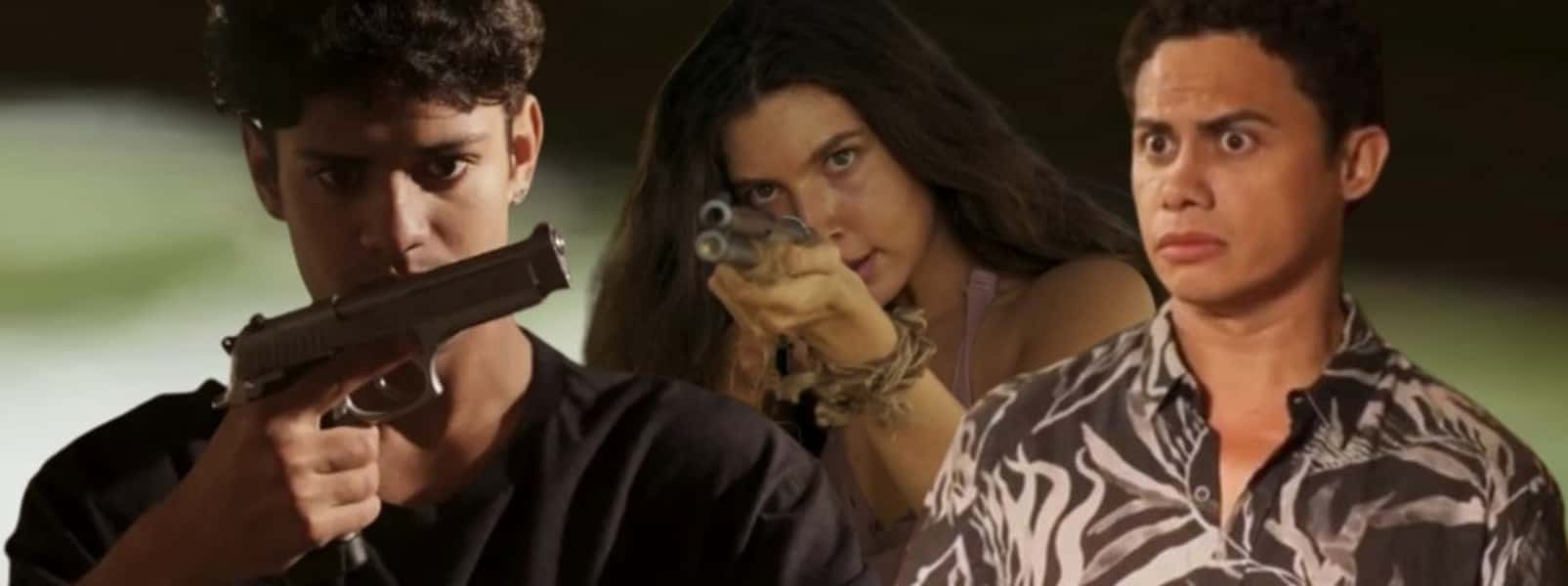 Pantanal - Renato (Gabriel Santana) incorpora o cramulhão, decide vingar a morte de Tenório (Murilo Benício) e sente a fúria de Juma (Alanis Guillen) (Foto: Reprodução / Globo / Montagem TV Foco)