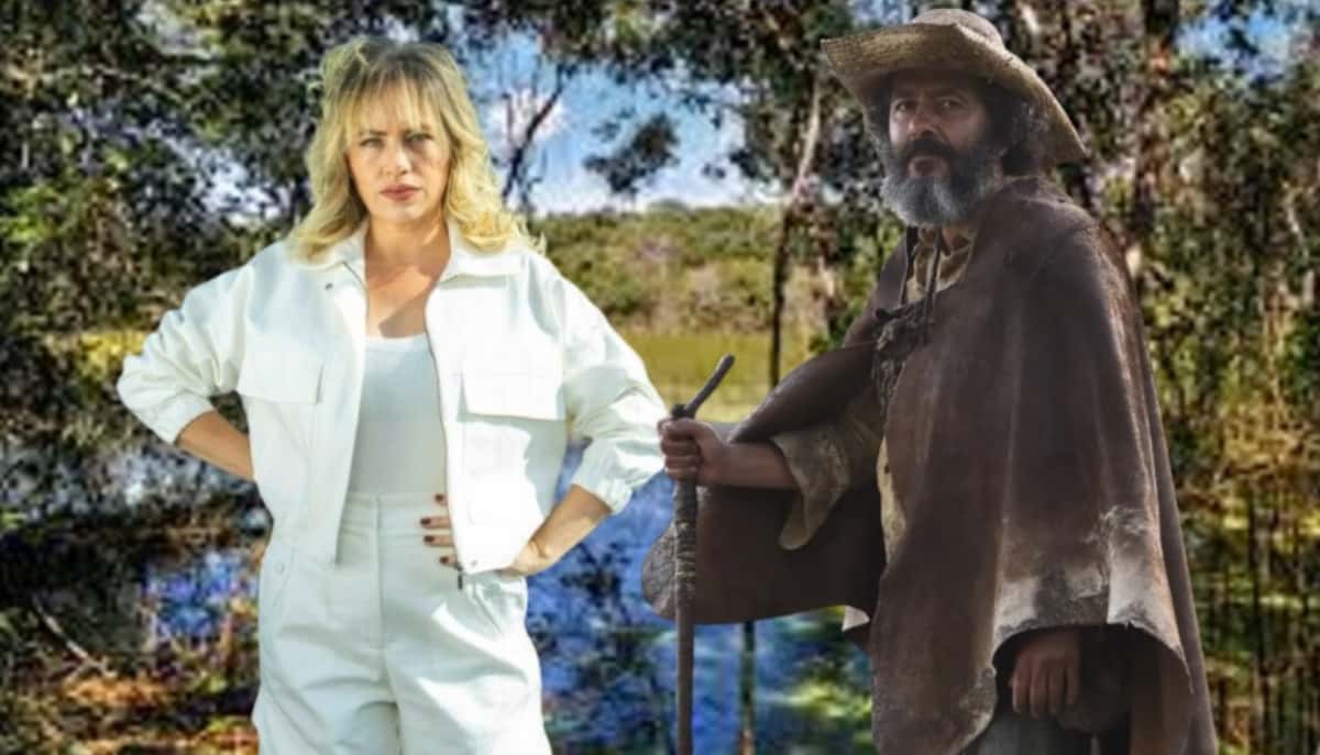 Pantanal - Em desfecho diferente, Madeleine (Karine Teles) tem acerto de contas com José Leôncio (Marcos Palmeira) em 'outra vida' (Foto: Reprodução / Globo / Montagem TV Foco)