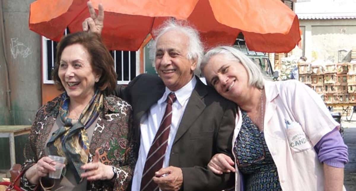 Aracy Balabanian, Flávio Migliaccio e Vera Holts nos bastidores de "Passione" (Divulgação/ Globo)
