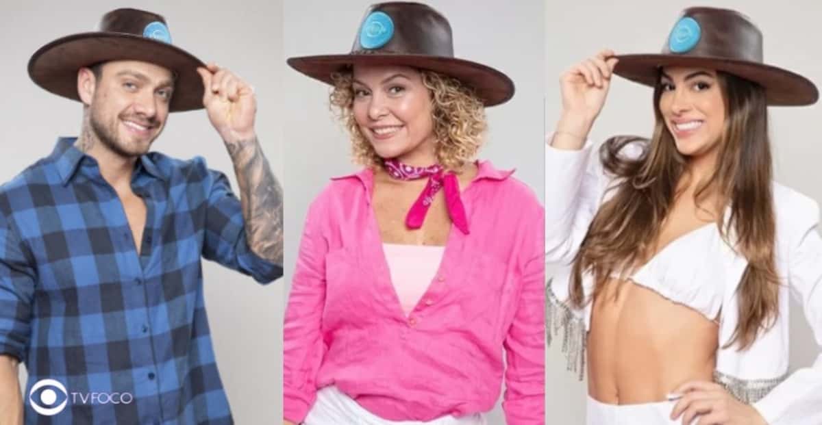 Vini, Bárbara e Pétala estão na 7ª roça de A Fazenda 14 (Foto: Reprodução / PlayPlus / Montagem TV Foco)