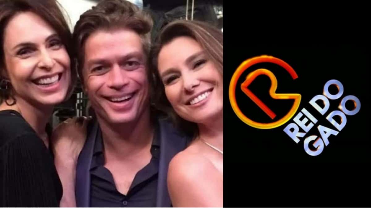 Sílvia Pfeifer, Fábio Assunção e Lavínia Vlasak fizeram parte do elenco de O Rei do Gado (Reprodução/ Globo)