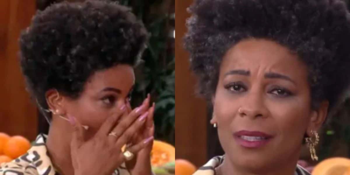 Rita Batista emocionada no "É de Casa (Montagem: TV Foco)