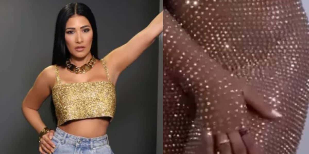 Simaria abusa de roupa transparente, exibe parte íntima com adesivo e deixa o público incrédulo - Reprodução
