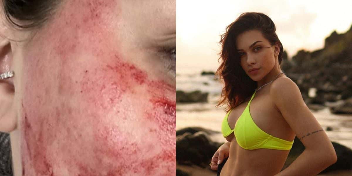 Flavia Pavanelli assusta os fãs ao aparecer com rosto cheio de sangue (Reprodução)