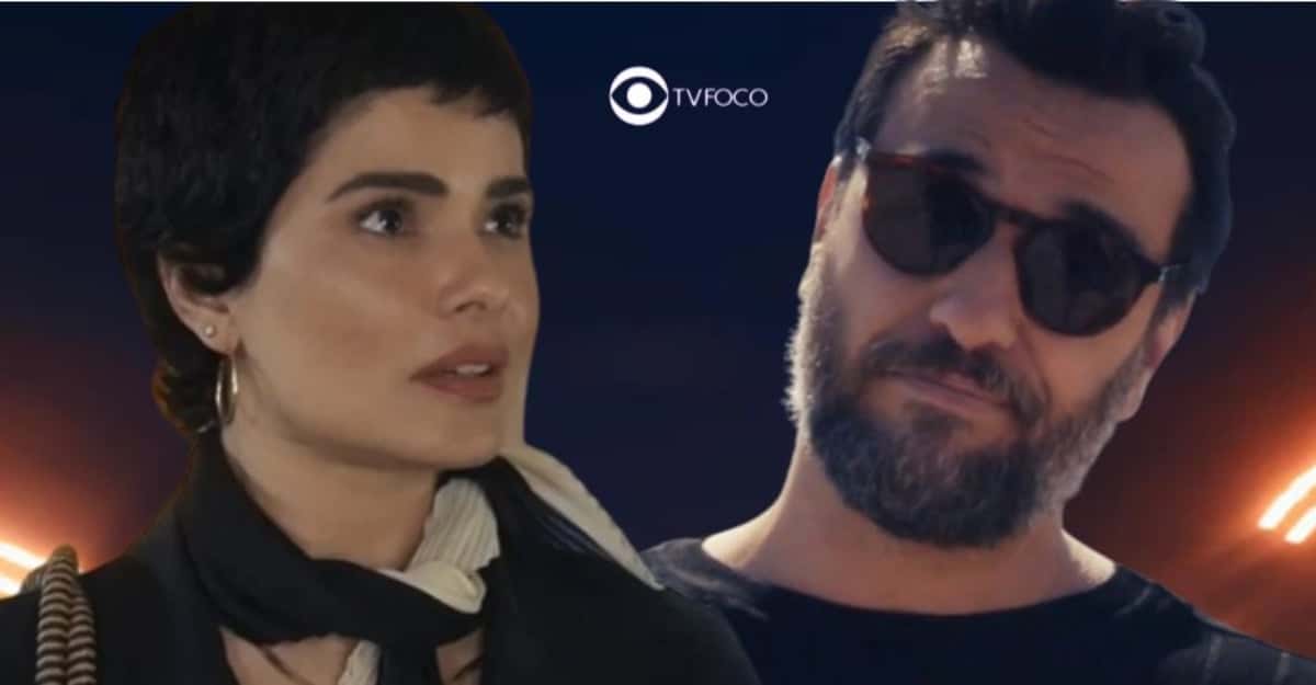 Mais chifre em Travessia - Leonor (Vanessa Giácomo) beija Moretti (Rodrigo Lombardi), se arrepende e acaba sendo expulsa de casa (Foto: Reprodução / Globo / Montagem TV Foco)