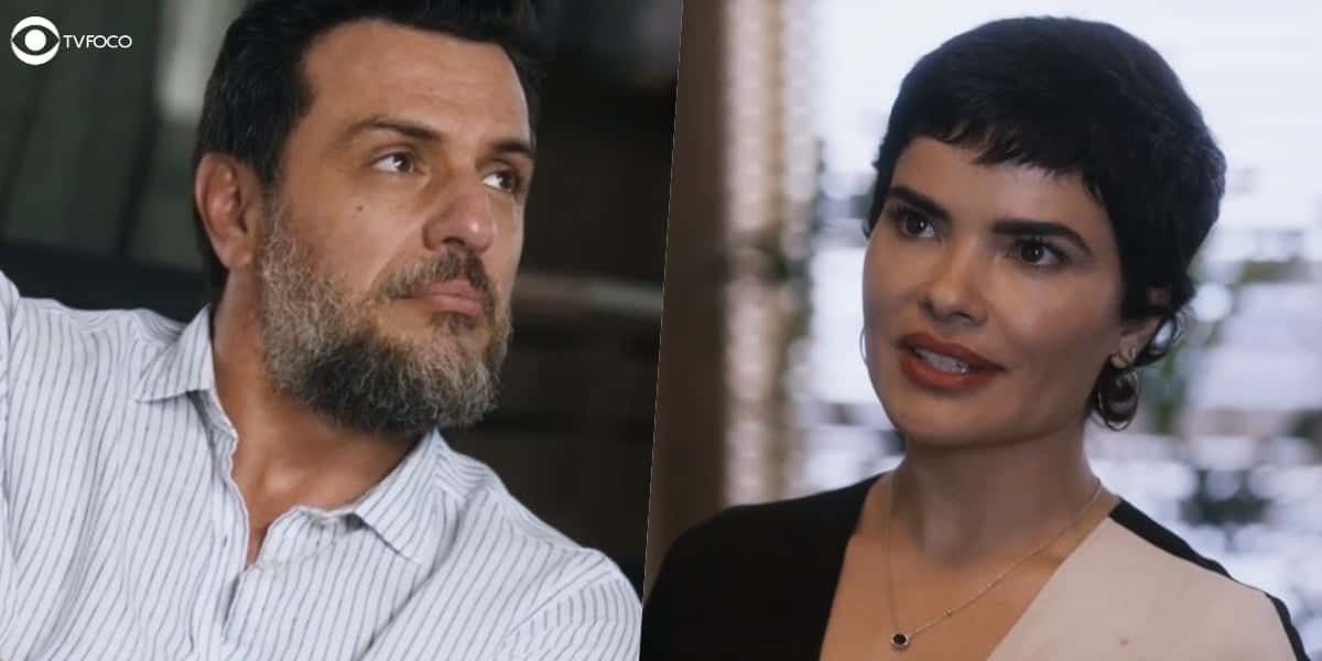 Moretti e Leonor vão se beijar em Travessia (Foto: Reprodução/Globo/Colagem/Thais Teles)