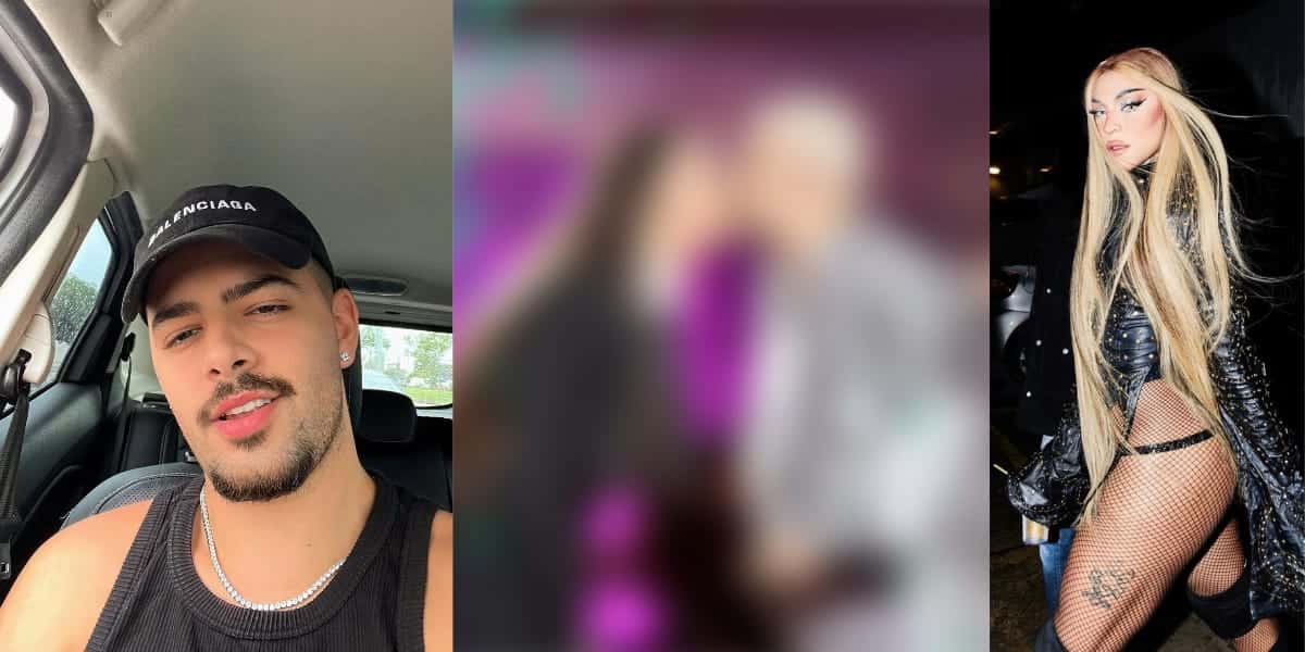 Pedro Sampaio e Pabllo Vittar surgem dando beijo publicamente (Reprodução: Montagem TV Foco)