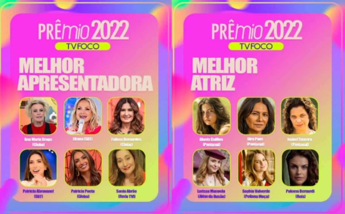 Prêmio TV Foco 2022: Categorias de melhor apresentadora e melhor atriz do ano estão acirradas; vote em nossa enquete (Foto: Reprodução / Montagem TV Foco)