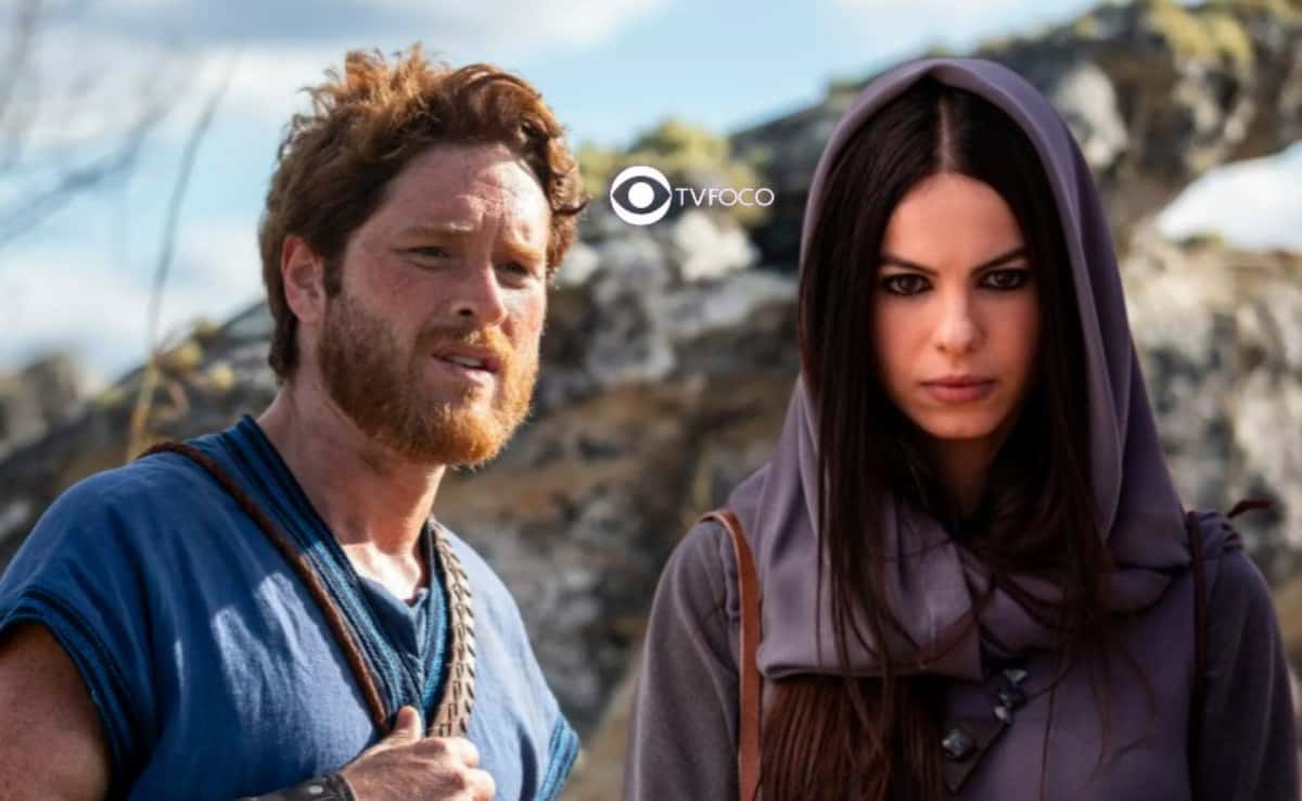 Reis - Davi e os guerreiros israelitas vão ao encontro de Áquis e Laísa reconhece o rei Saul (Foto: Reprodução / Record TV / Montagem TV Foco)