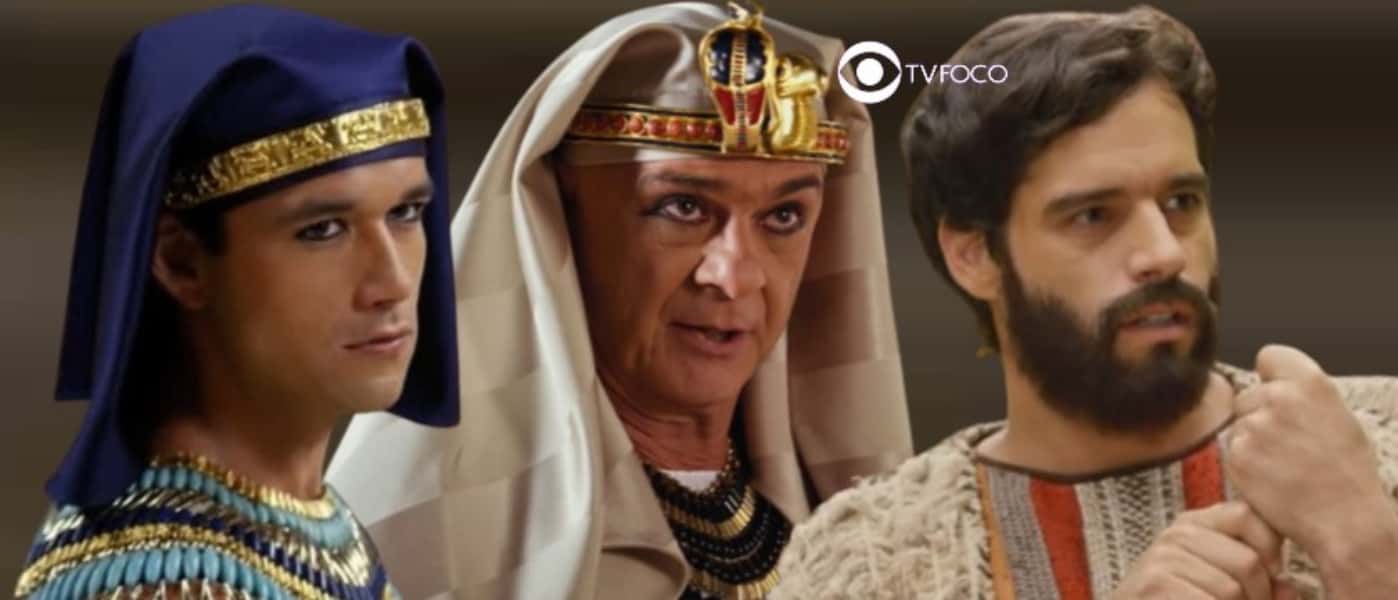 Jesus - Ramsés é enganado e Seti diz que o crime de Moisés não tem perdão e o condena à morte por enforcamento (Foto: Reprodução / Record TV / Montagem TV Foco)