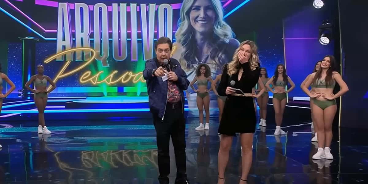 Anne Lottermann e Faustão (Foto: Reprodução / Band)