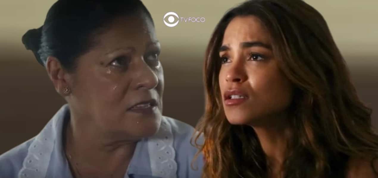 Travessia - Creusa (Luci Ferreira) guarda o grande mistério da paternidade de Brisa (Lucy Alves): "Destino traçado" (Foto: Reprodução / Globo / Montagem TV Foco)