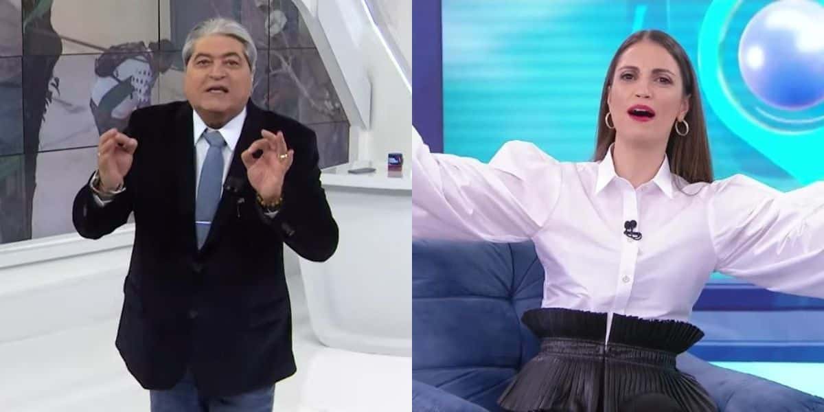Datena e Chris Flores (Montagem: TV Foco)