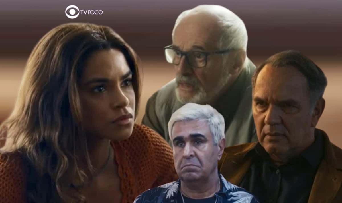 Dante (Marcos Caruso), Nunes (Orã Figueiredo) e Guerra (Humberto Martins): Um deles é o pai de Brisa (Lucy Alves) em Travessia (Foto: Reprodução / Globo / Montagem TV Foco)