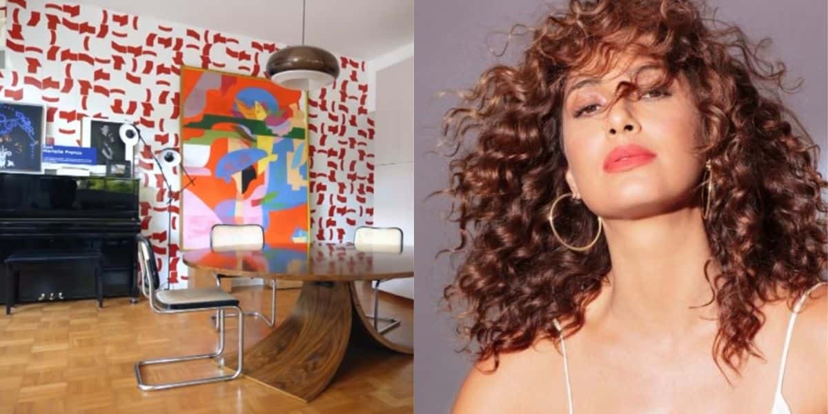 A mansão de Camila Pitanga é toda colorida e tem uma mesa redonda gigante e fachada de vidro - Foto Reprodução