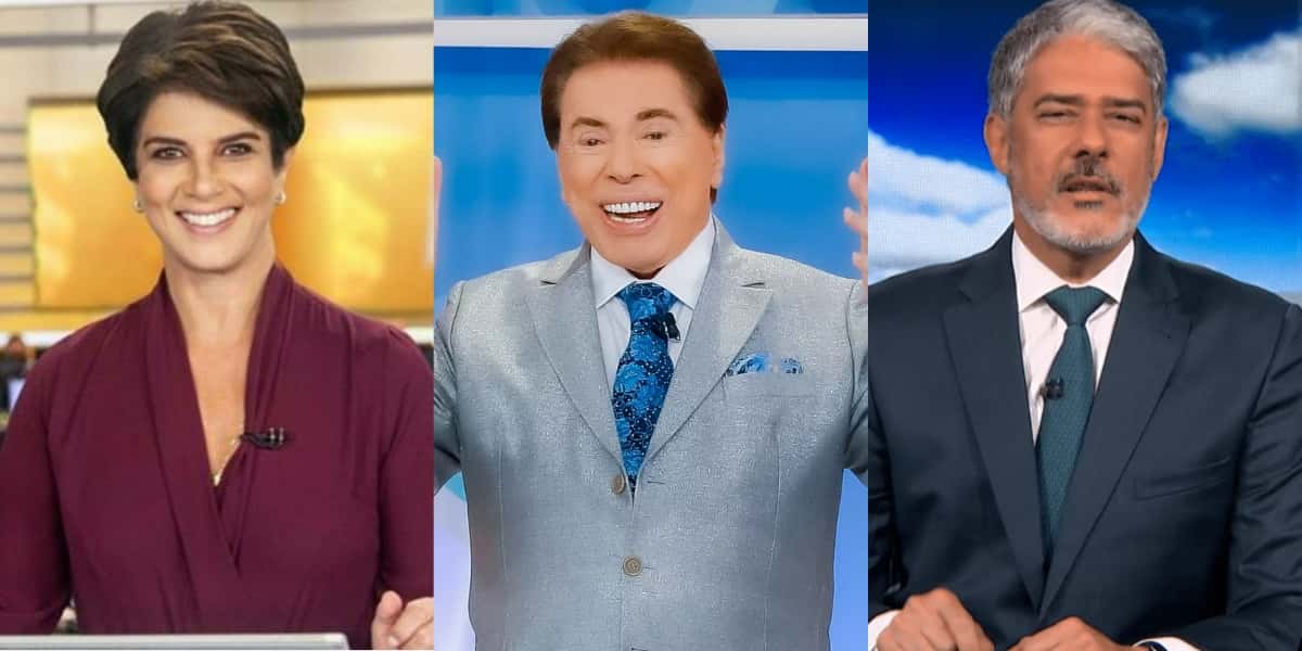 Mariana Godoy, Silvio Santos e William Bonner e as reviravoltas do jornalismo (Foto: Reprodução/Record/SBT/TV Globo)