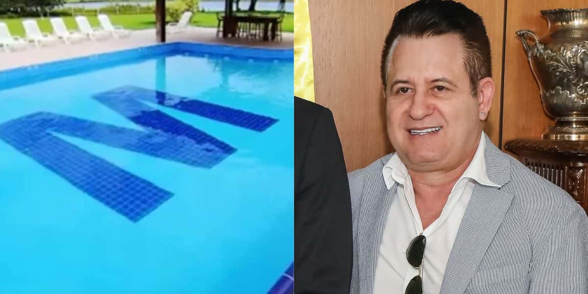 Marrone tem uma piscina personalizada com a própria inicial (Reprodução - Record - Instagram)