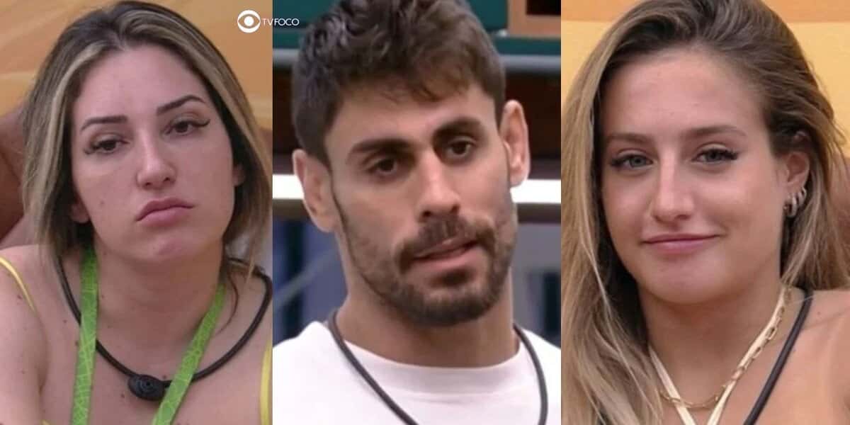 BBB23 - A cara de nojo de Amanda ao ver as carícias entre Bruna Griphão e Cara de Sapato (Foto: Reprodução / Globoplay)