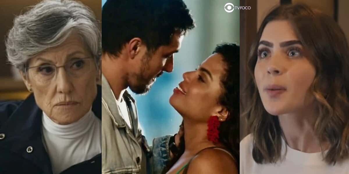 Cidália, Oto e Bia e Chiara em cenas de Travessia (Foto: Reprodução / Globo / Montagem TV Foco)