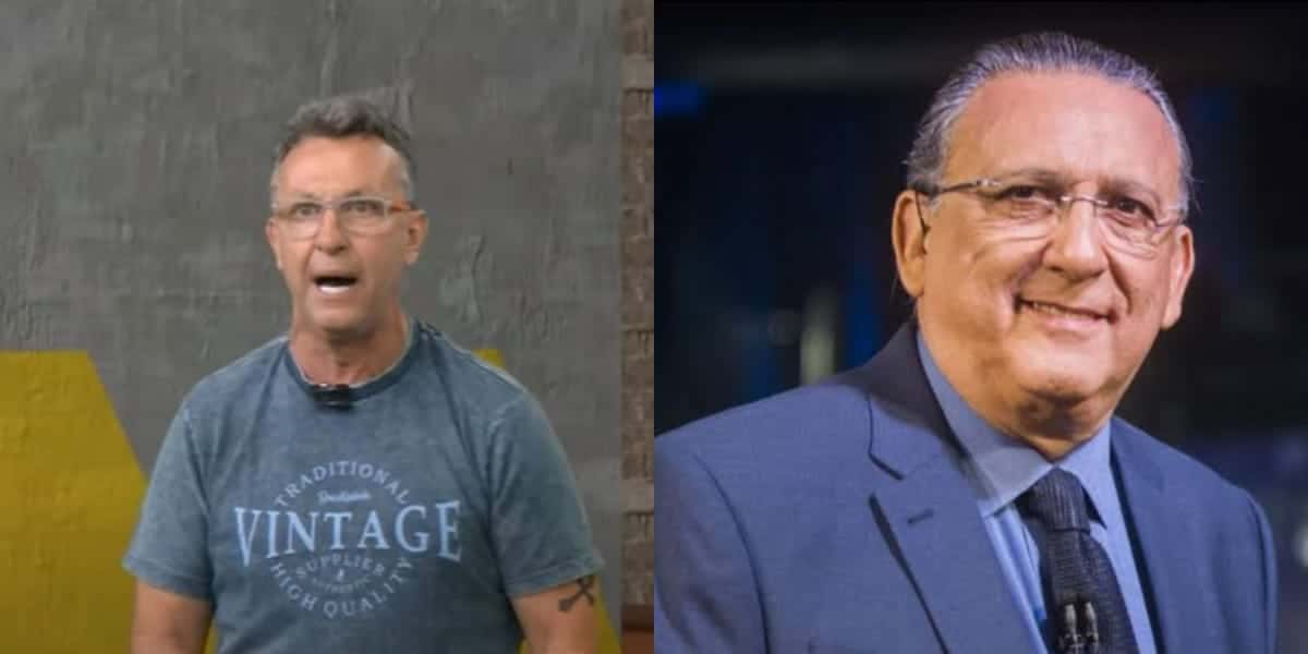 Neto nos estúdios do Donos da Bola e Galvão Bueno (Reprodução: Montagem TV Foco)