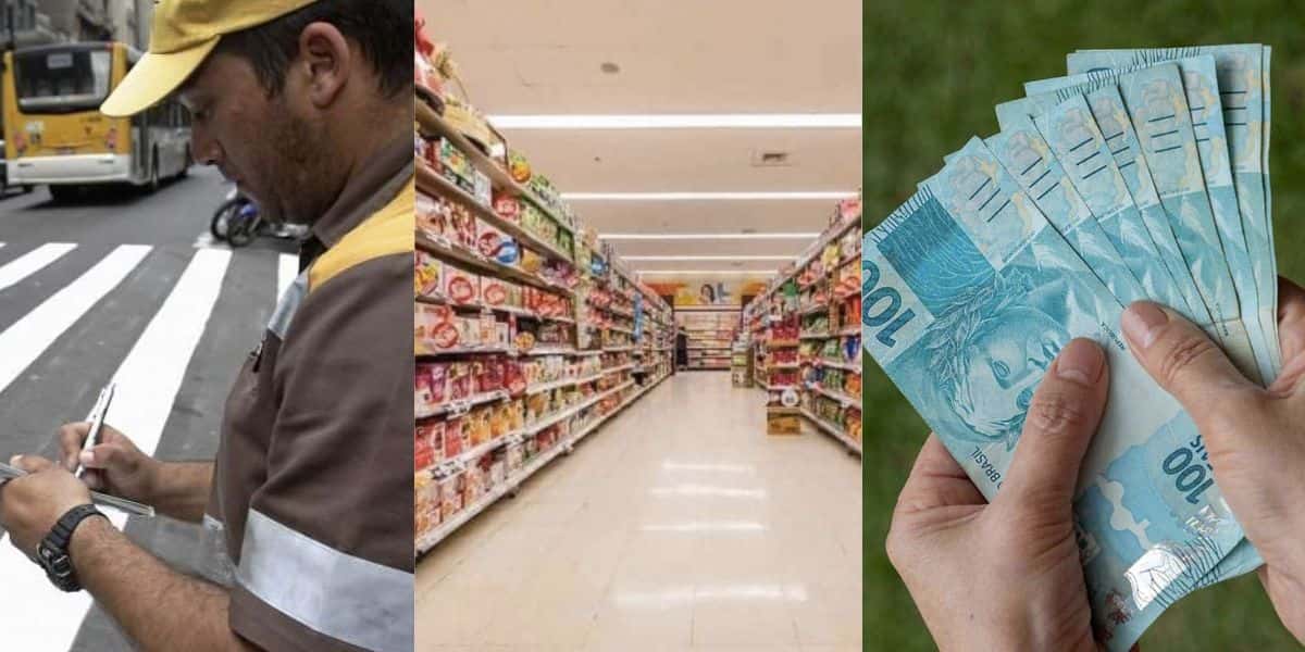 CET aplicando multa de trânsito - Supermercado - Pessoa contando dinheiro (Fotos: Reproduções / Internet)