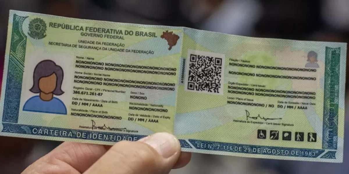 Modelo da nova Carteira de Identidade Nacional. Foto: Reprodução/Internet