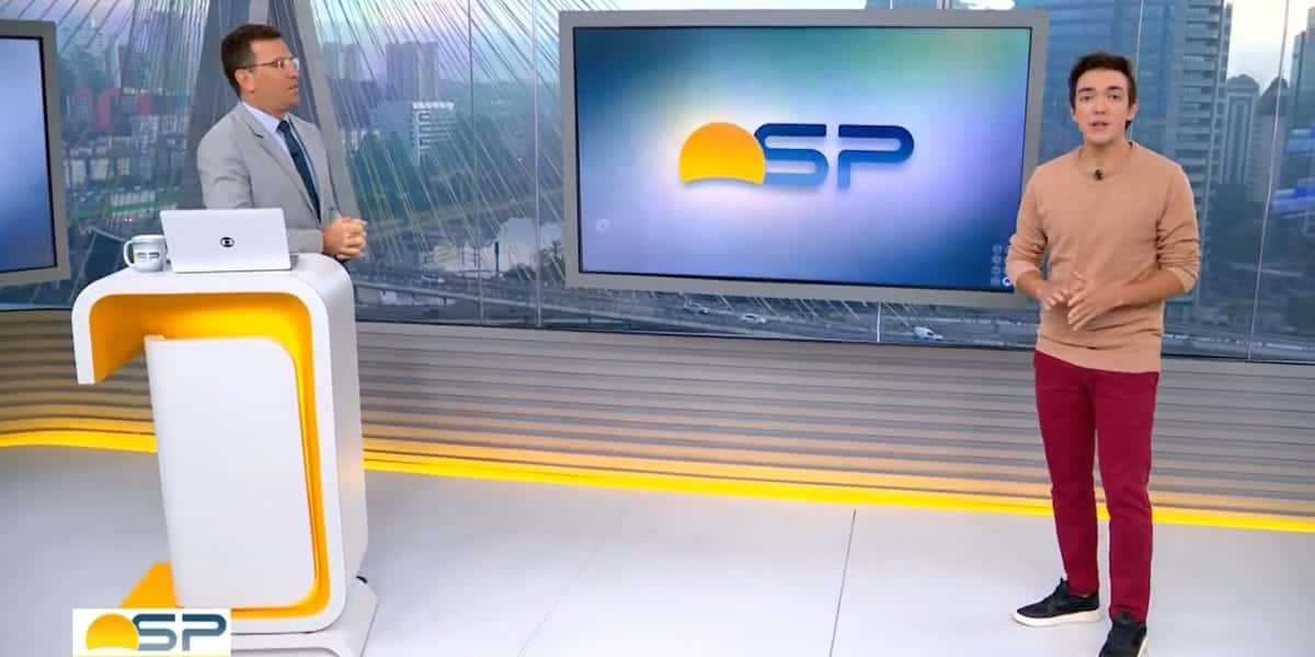 Rodrigo Bocardi e Alê Jodar nos estúdios do BDSP (Reprodução: Globo)