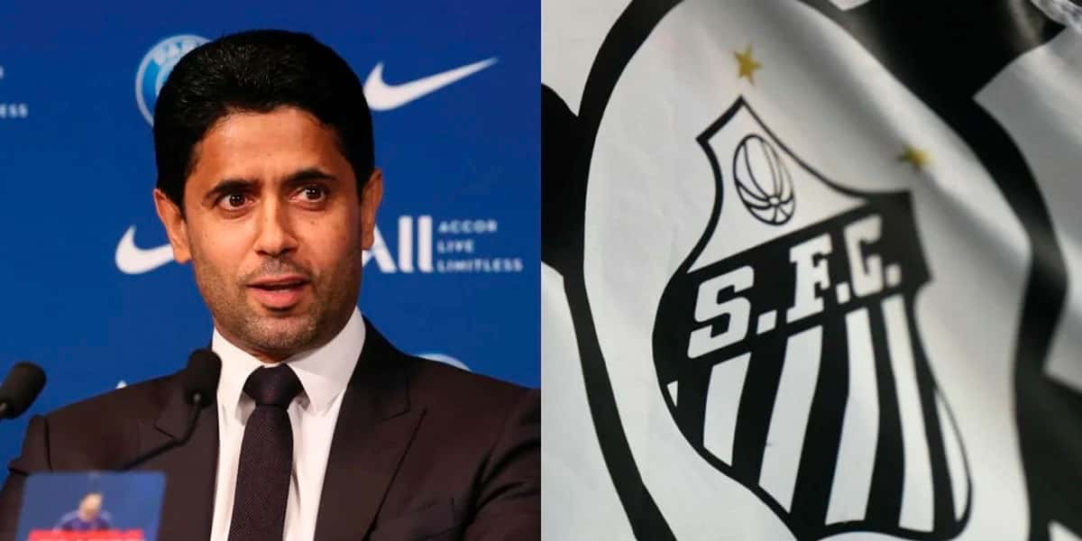 Al-Khelaifi e escudo do Santos