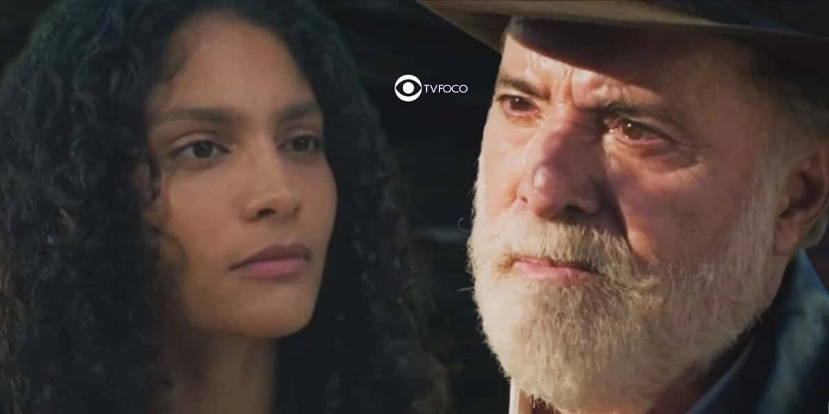 Aline (Bárbara Borges) e Antônio (Tony Ramos) em cenas de Terra e Paixão (Foto: Reprodução / Globo / Montagem TV Foco)