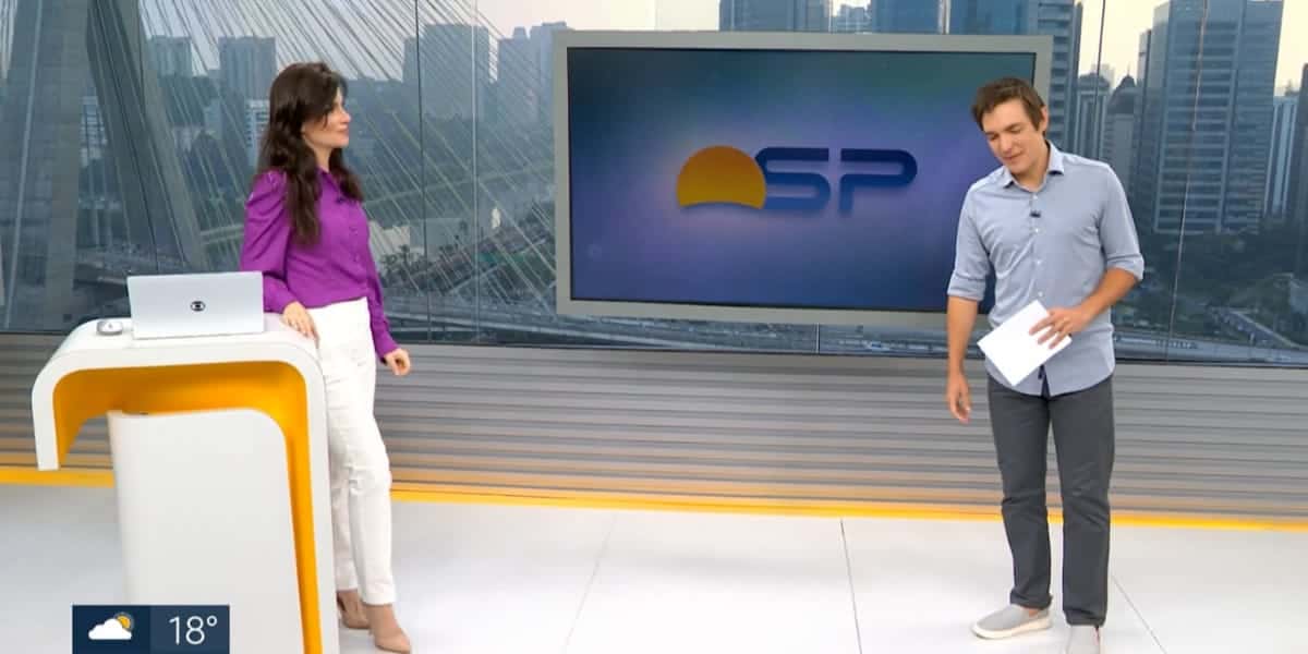 Sabina Simonato e Alê Jodar nos estúdios do Bom Dia SP (Reprodução: Globo)