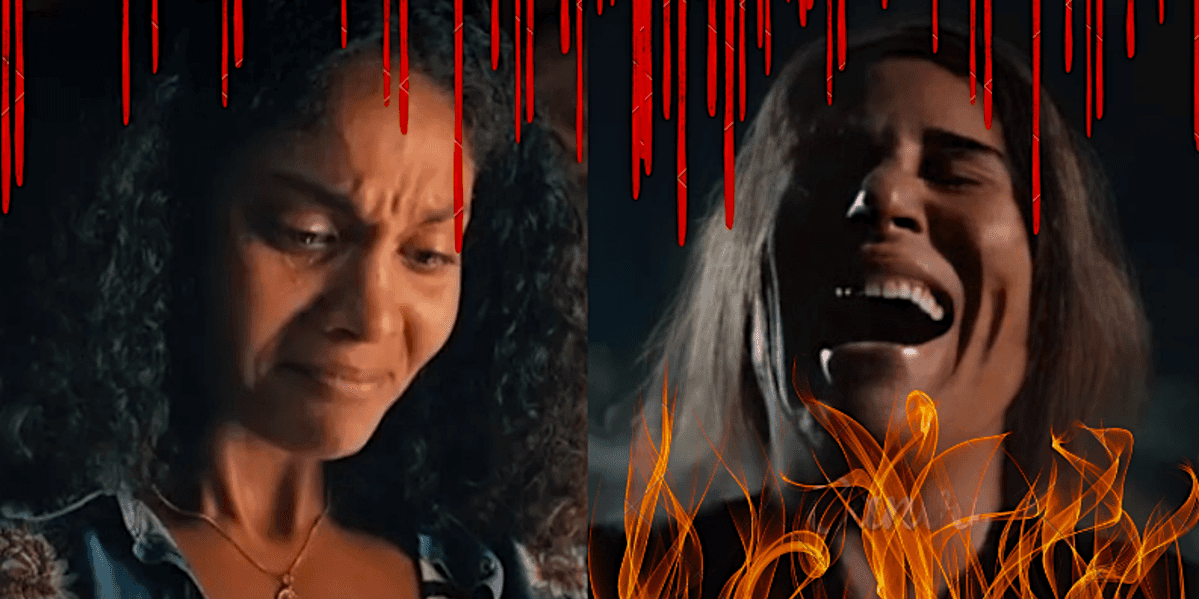 Irene arquiteta morte brutal de Aline, em "Terra e Paixão", novela da Globo (Foto Reprodução/Montagem/Tv Foco)