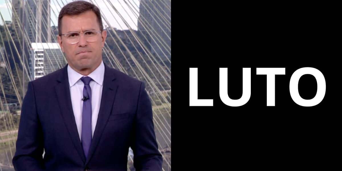 Rodrigo Bocardi no estúdio do Bom Dia São Paulo e imagem de luto (Fotos: Reproduções / Bom Dia Brasil da Globo / Montagem)