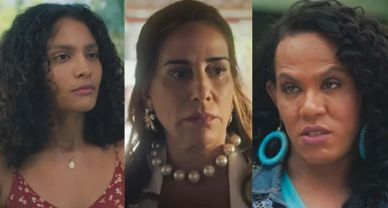 Aline, Irene e Luana em cenas de Terra e Paixão (Foto: Reprodução / Globo / Montagem TV Foco)
