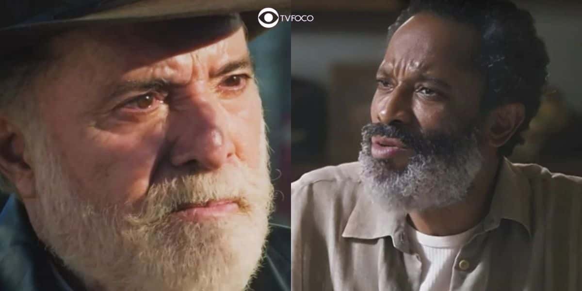 Antônio (Tony Ramos) e Gentil (Flávio Bauraqui) em cenas de Terra e Paixão (Foto: Reprodução / Globo / Montagem TV Foco)